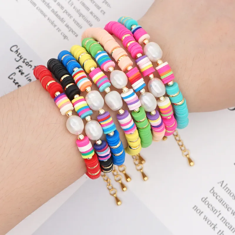 Bloc De Couleur Mode Pas D'Incrustation Argile Molle Bracelets De Gros