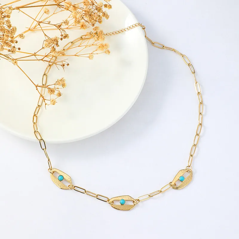 Géométrique Mode Acier Inoxydable Collier De Gros
