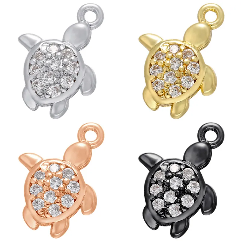 Vente En Gros Pendentif Mini Tortue En Zirconium Blanc Incrusté De Micro