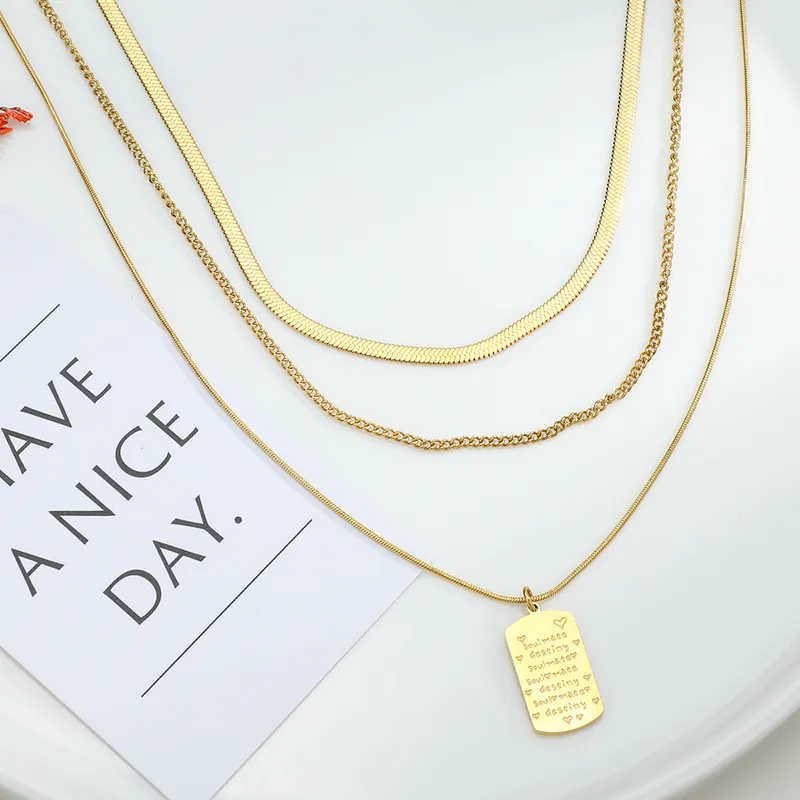 Geométrico Acero Inoxidable Acero Titanio Collar Colgante Venta Al Por Mayor