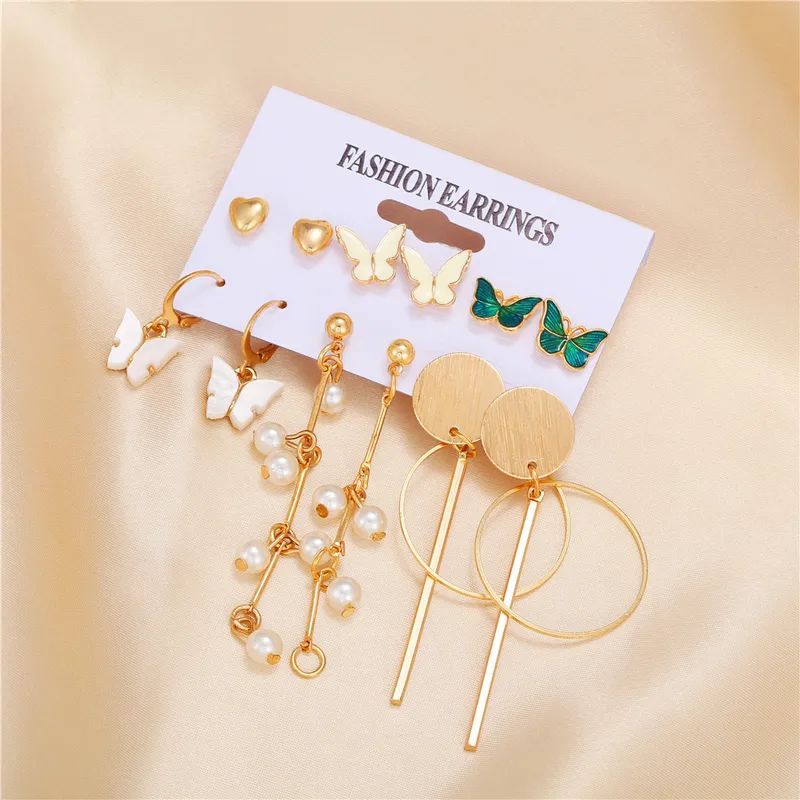 Geometric Fashion Alloy Artificial Gemstones Plating Earrings Ear Studs