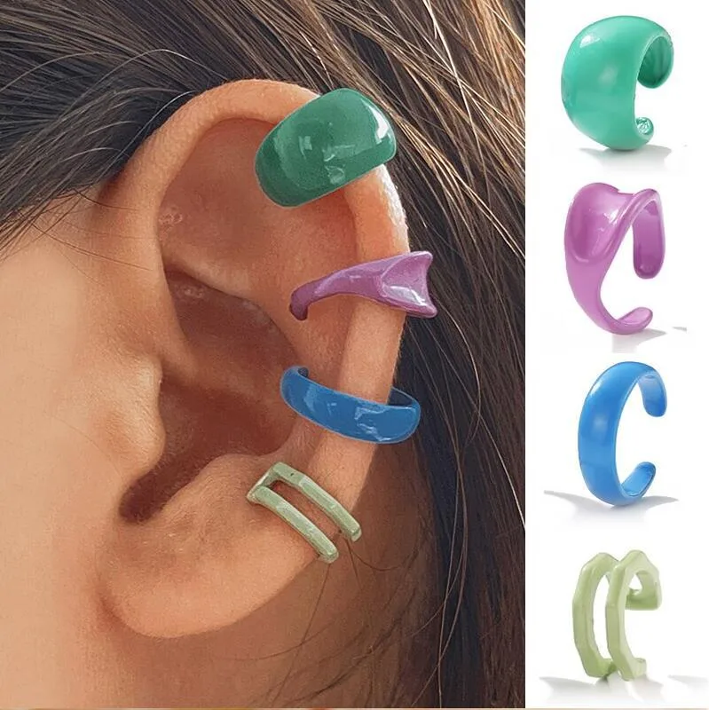 Wholesale Jewelry Cute Geometric Multi-color Ear Clip Set Doublewinwholesale