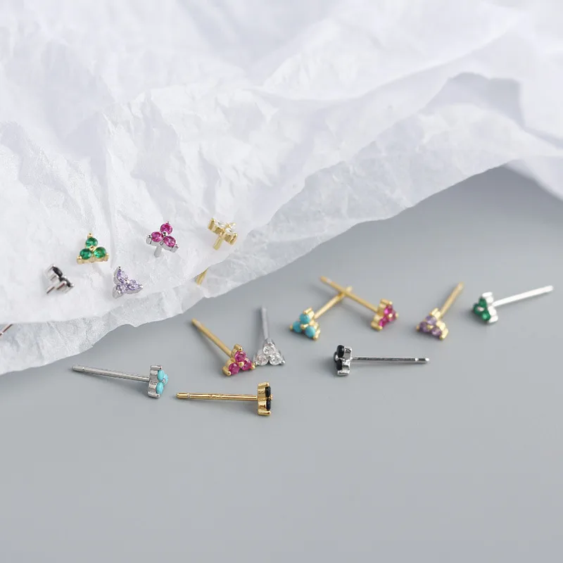 S925 Sterling Silver Geometric Clover Diamonds Earrings Wholesale Doublewinwholesale