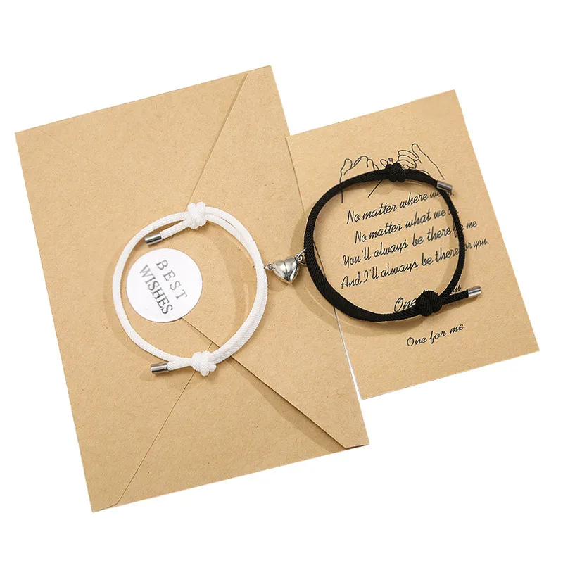 Alloy Heart Magnets Attract Simple Couple Bracelets A Pair Jewelry Wholesale Doublewinwholesale