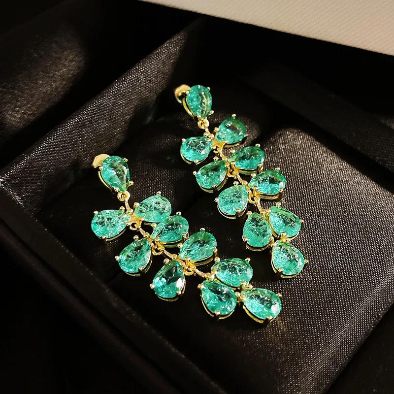 Flower Copper Gem Earrings Ear Studs