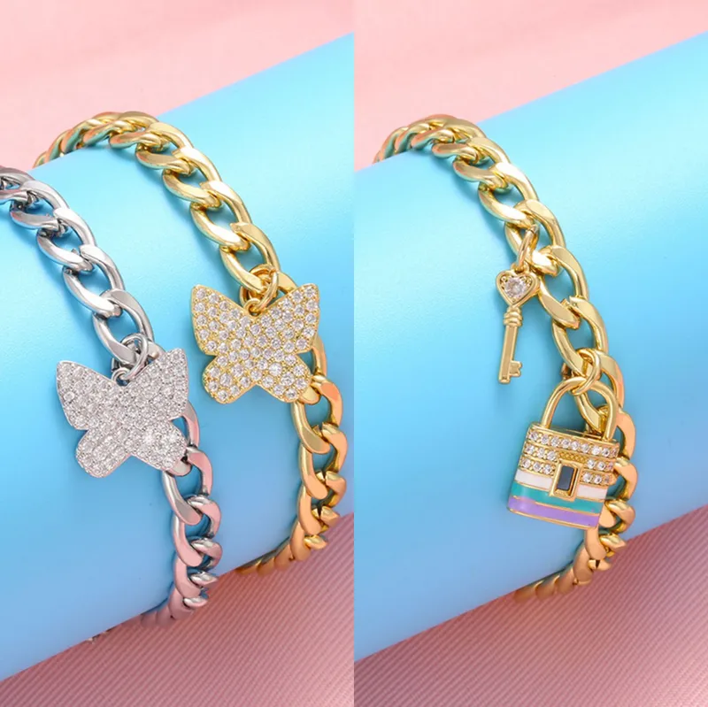 Butterfly Fashion 304 Stainless Steel Copper Bracelets Wholesale