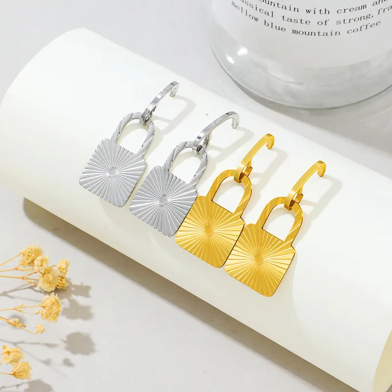 Géométrique Mode Acier Inoxydable Pas D'Incrustation Placage Des Boucles D'Oreilles