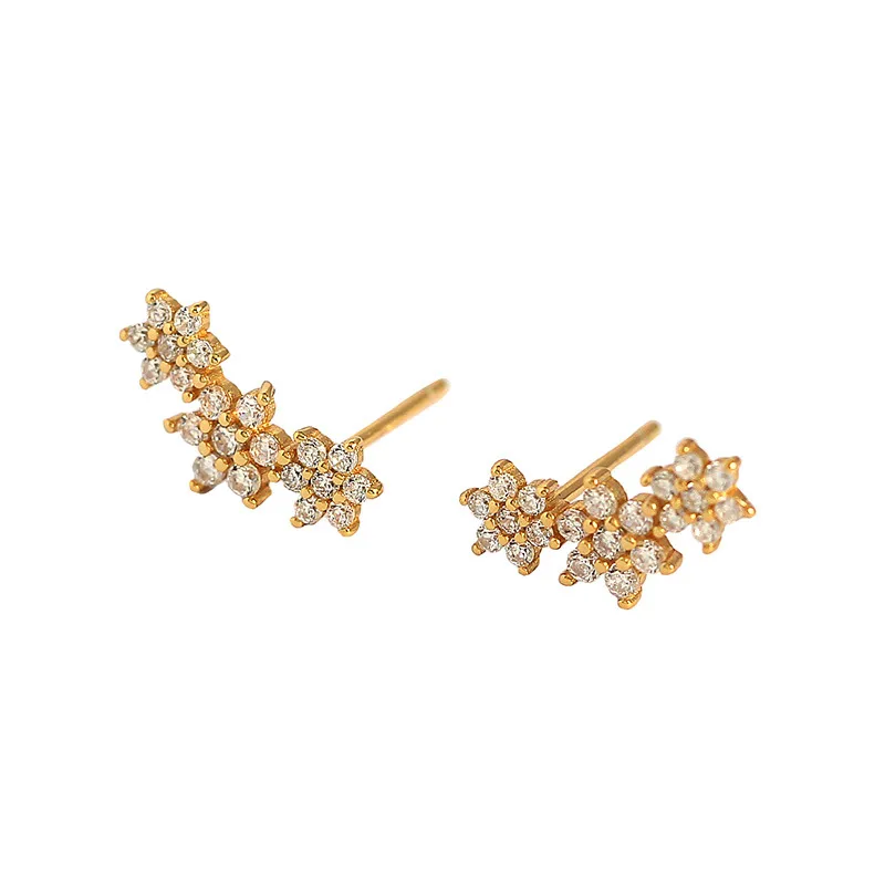 Flower Fashion Gem Plating Earrings Ear Studs
