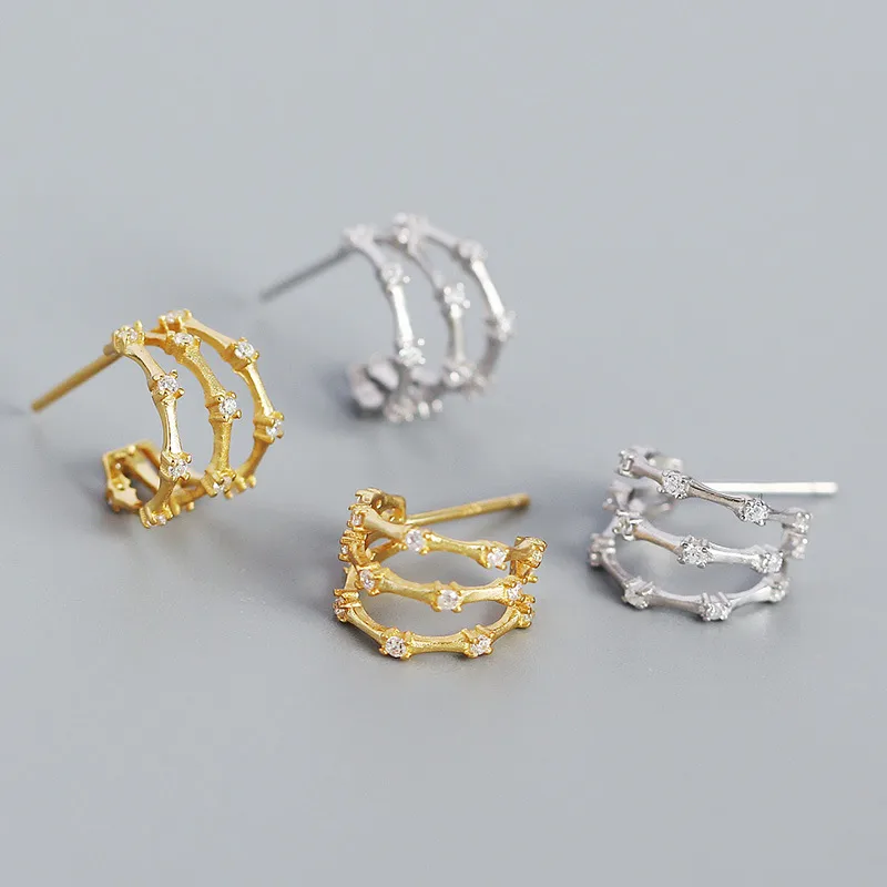 Geometric Fashion 925 Sterling Silver Gem Plating Earrings Ear Studs