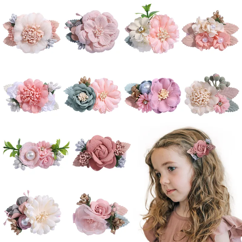 Fashion Children's Simulation Flower Hairpin Flower Pearl Flower Headdress