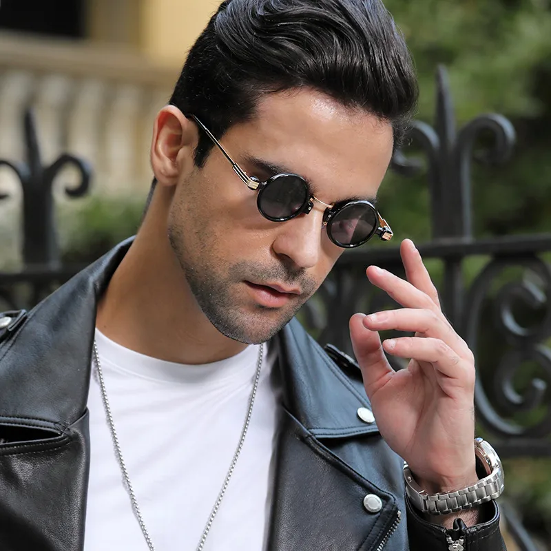 Lunettes De Soleil À Petit Cadre De Style Steampunk Rétro Personnalité Masculine Lunettes De Soleil Rondes Hip-hop