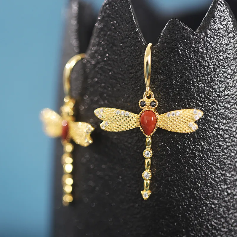 Insect Cartoon Style Gem Inlaid Gemstone Earrings Ear Studs