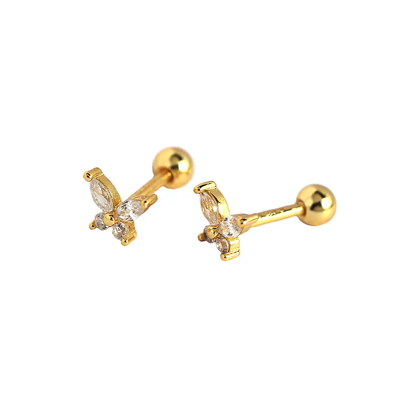 Geometric Simple Style Gem Plating Earrings Ear Studs