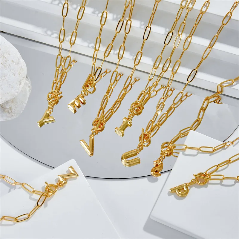 Lettre Mode Plaqué Or 14K Le Cuivre Pendentif De Gros