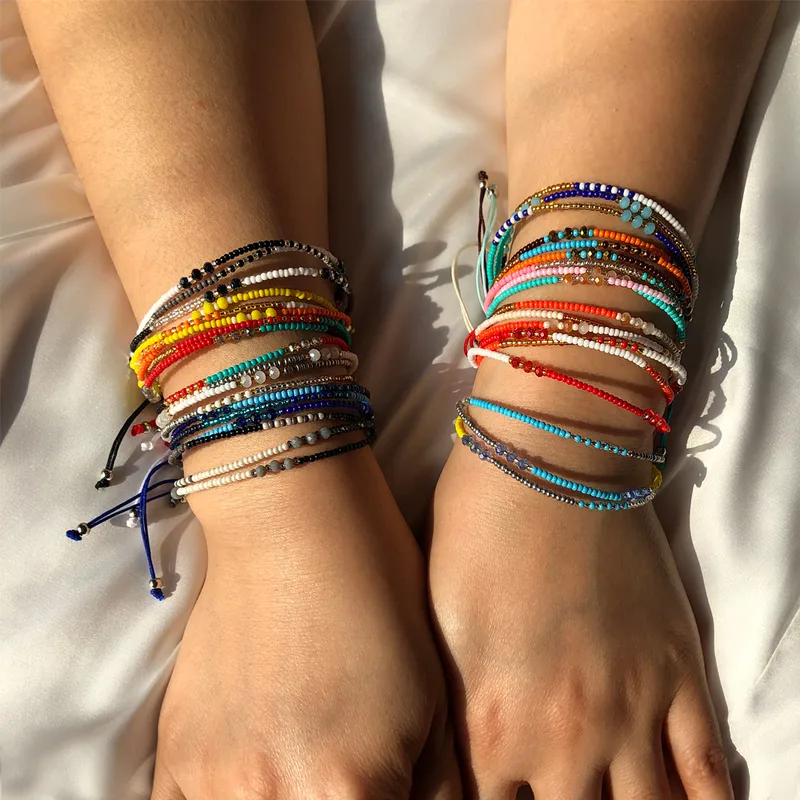 Bohemian Ethnic Style Hand Beaded Multi-layer Braided Rope Bracelet