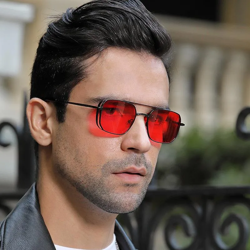 Carré Mode Couleur Unie Pc UV400 Plein Cadre Hommes De Lunettes De Soleil