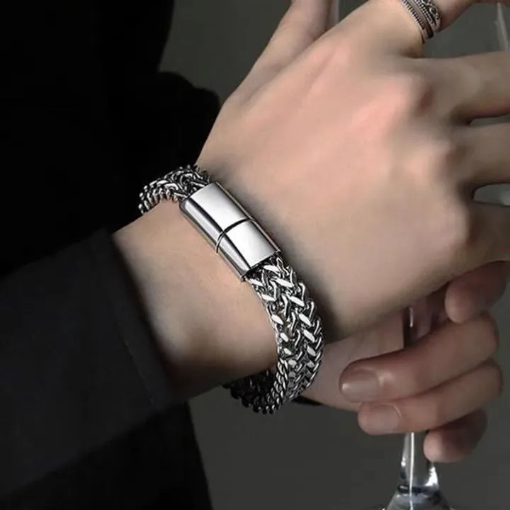 Moda Color Sólido Acero Inoxidable Pulido Enchapado Pulsera 1 Pieza