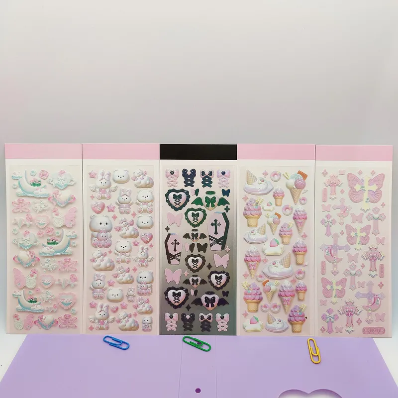 Original Korean Style Hand Account Cartoon Goka Stickers Wholesale 3d Laser Cartoon Characters Cute Goka Small Stickers