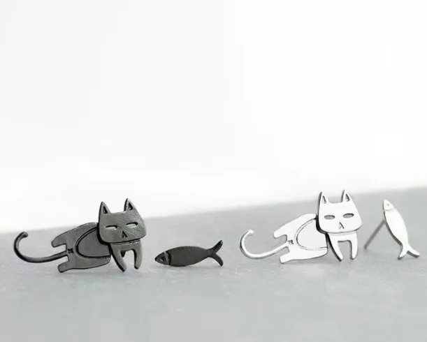 1 Paire Chat Mignon Le Cuivre Placage Boucles D'Oreilles