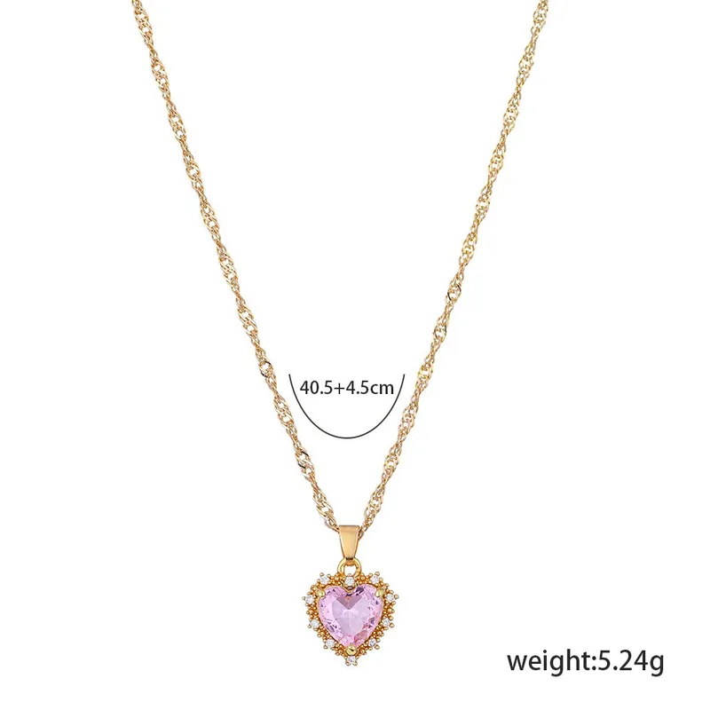 Heart Retro Alloy Rhinestone Pendant Necklace Wholesale