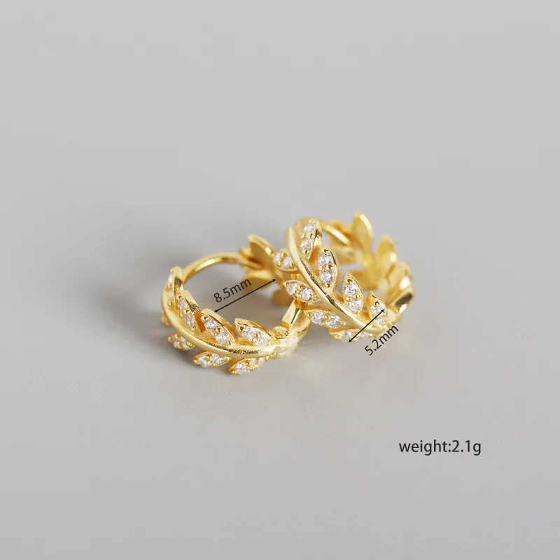 Leaf Fashion Gem Plating Earrings