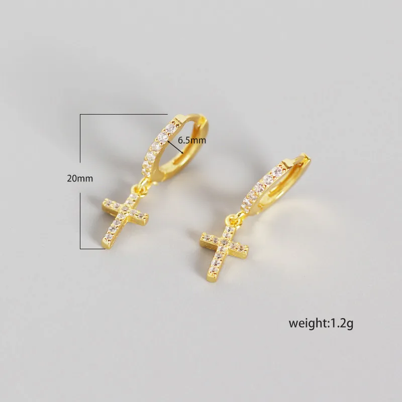 Cross Fashion 925 Sterling Silver Gem Diamond Earrings