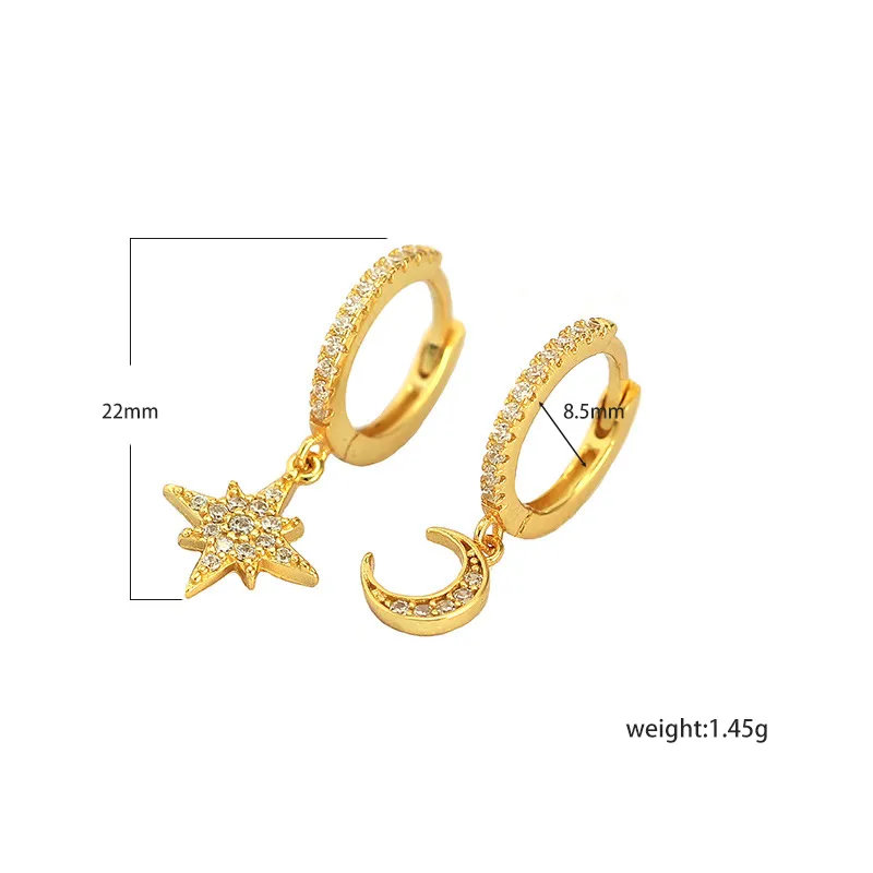 Star Fashion Gem Plating Earrings Ear Studs
