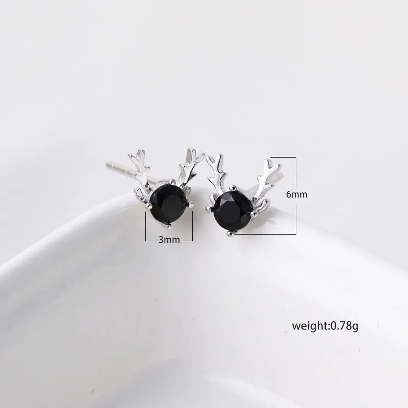 Antlers Gem Diamond Earrings Ear Studs