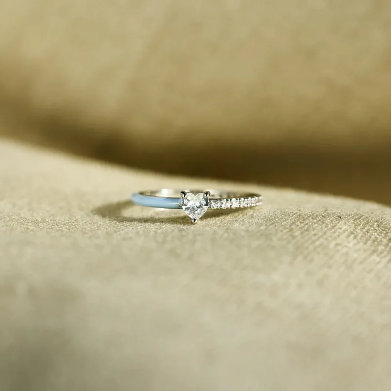 Estilo Simple Plata De Ley 925 Forma De Corazón Embutido Diamantes De Imitación Mujeres Anillos