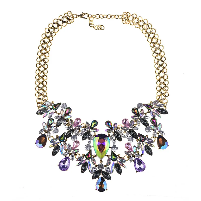 Water Droplets Glam Shiny Crystal Alloy Necklace Wholesale