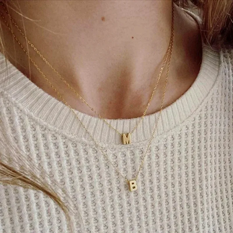 Joyería Al Por Mayor Letra Acero Inoxidable Acero Titanio Collar Colgante Enchapado