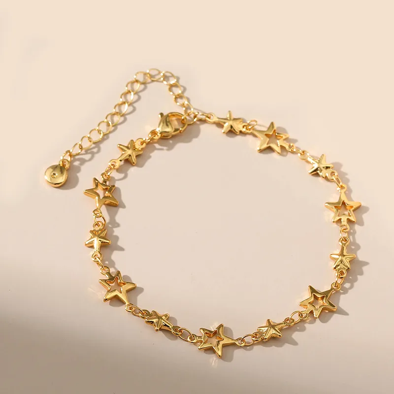 Señora Estrella Cobre Enchapado Chapado En Oro De 18 Quilates. Pulsera