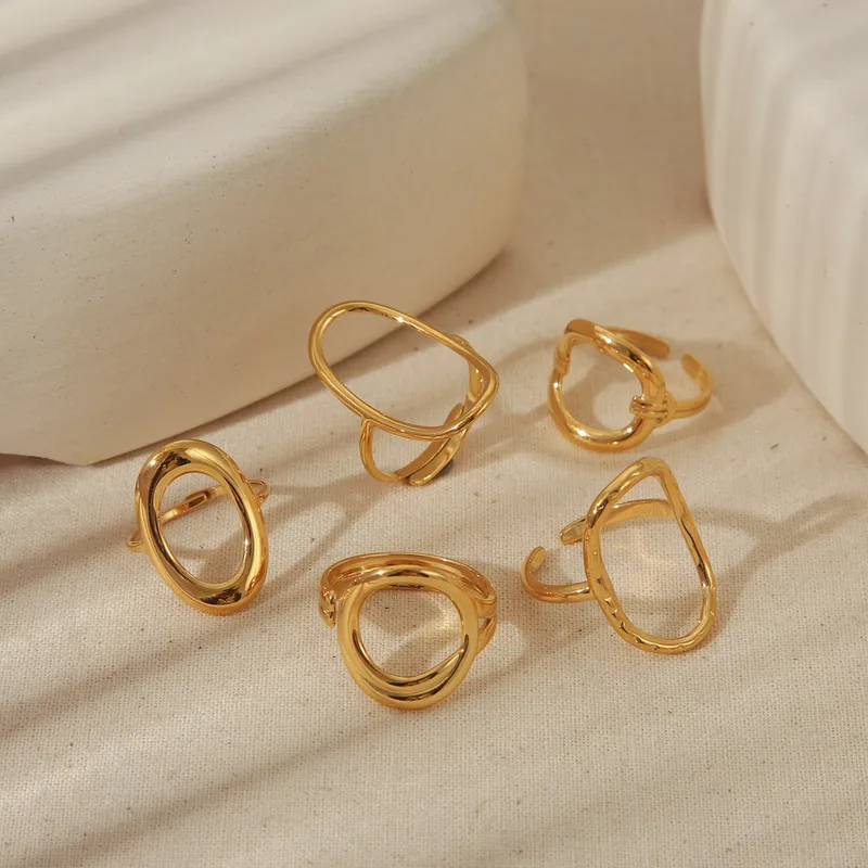 Wholesale Solid Color Simple Style Commute 304 Stainless Steel 14K Gold ...