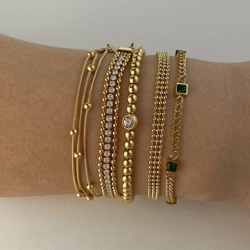 Geométrico Casual Estilo Simple Chapado En Oro De 16 Quilates Blanco Oro Plateado Chapado En Oro Acero Inoxidable 304 Pulsera Al Mayoreo
