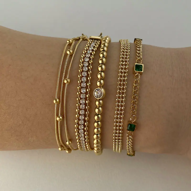 Geometric Casual Simple Style 16K Gold Plated White Gold Plated Gold Plated 304 Stainless Steel Bracelets In Bulk
