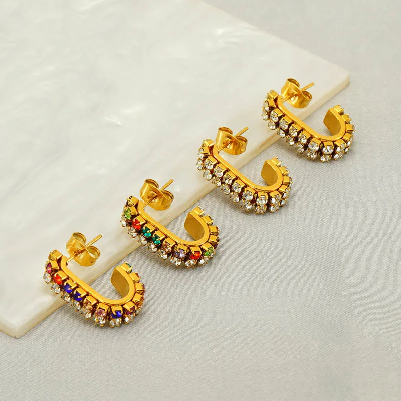 1 Pair Geometric Casual Simple Style Stainless Steel 18K Gold Plated Zircon Ear Studs