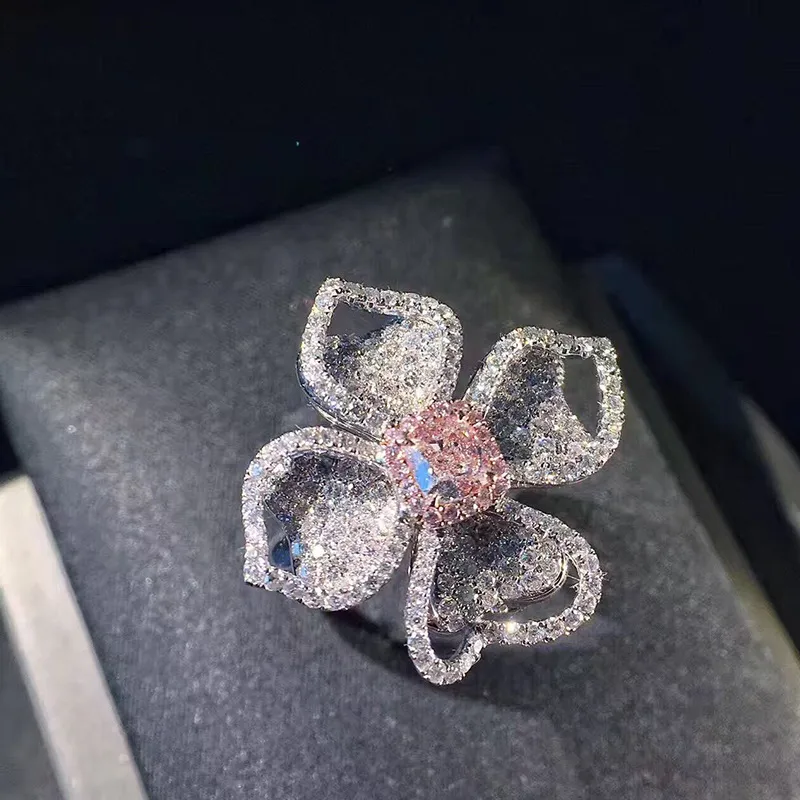 Fashion Copper Flower Diamond Gem Women'S