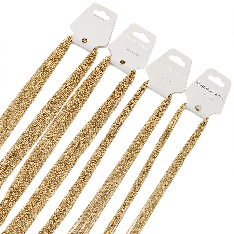 10 PCS/Package 500*1.5mm 304 Stainless Steel 18K Gold Plated Rose Gold Plated Solid Color Polished Chain