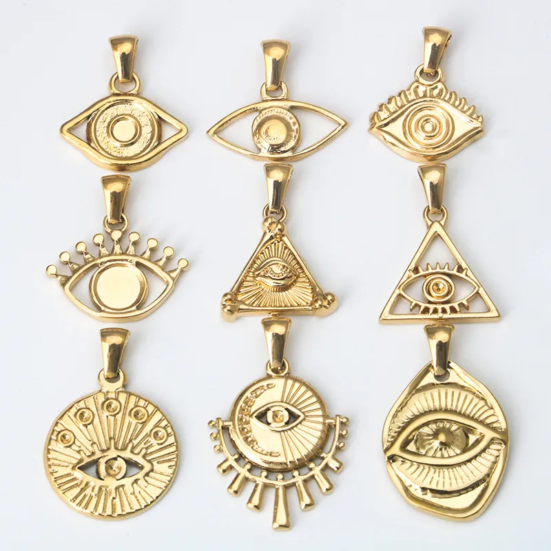 Wholesale 1 Piece Titanium Steel Triangle Round Devil's Eye Pendant ...