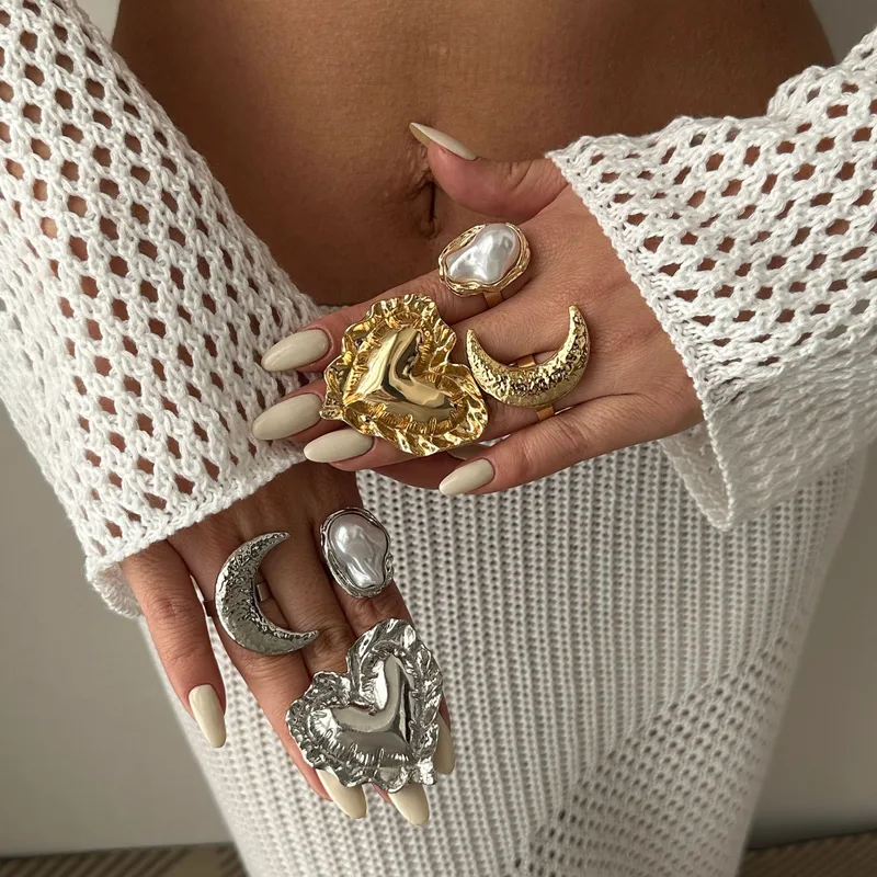 Simple Style Classic Style Geometric Heart Shape Alloy Plating Women's Open Rings