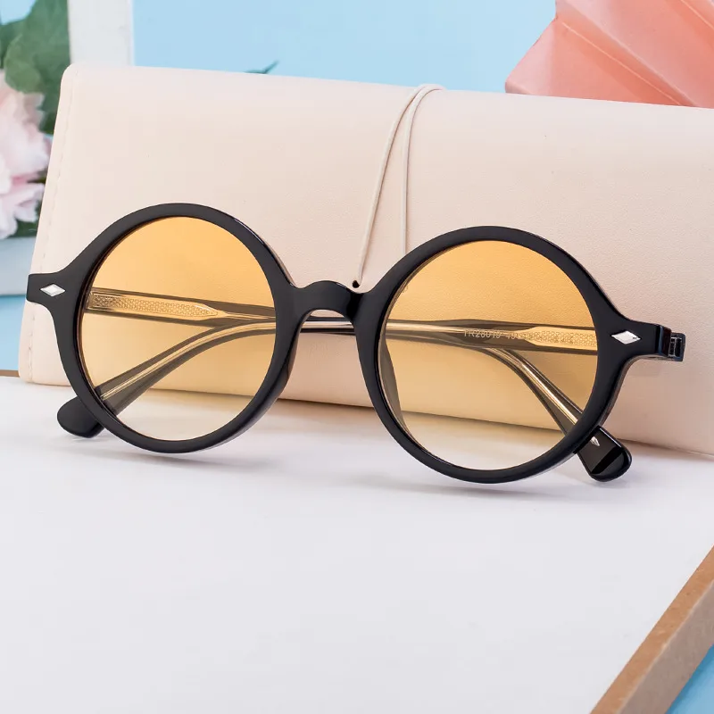 Cadre Rond Vêtement De Rue Géométrique Pc Plein Cadre Femmes De Lunettes De Soleil