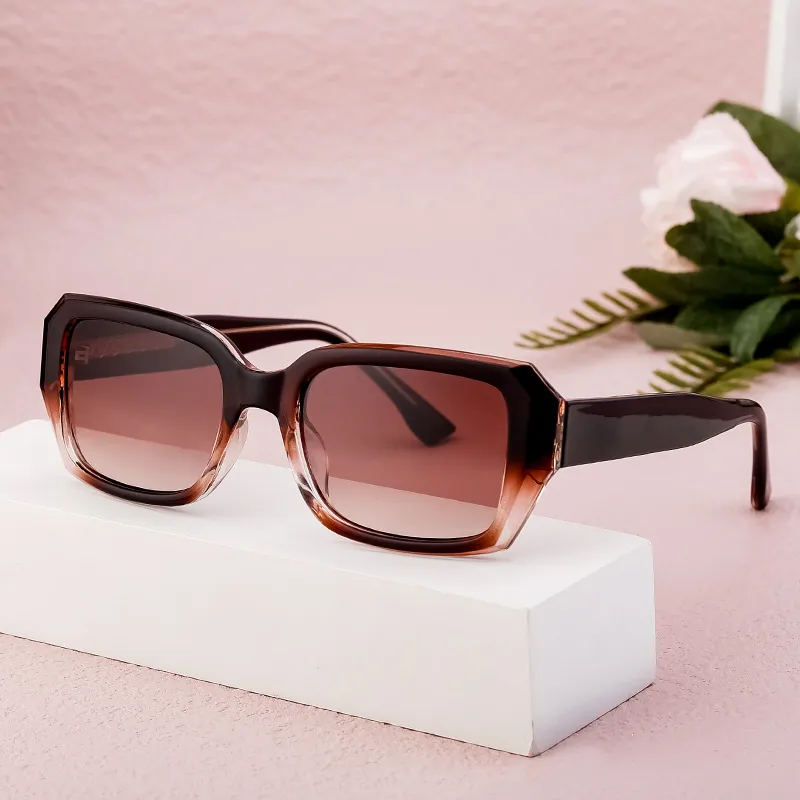 Carré Vêtement De Rue Commuer Couleur Unie Pc Plein Cadre Femmes De Lunettes De Soleil