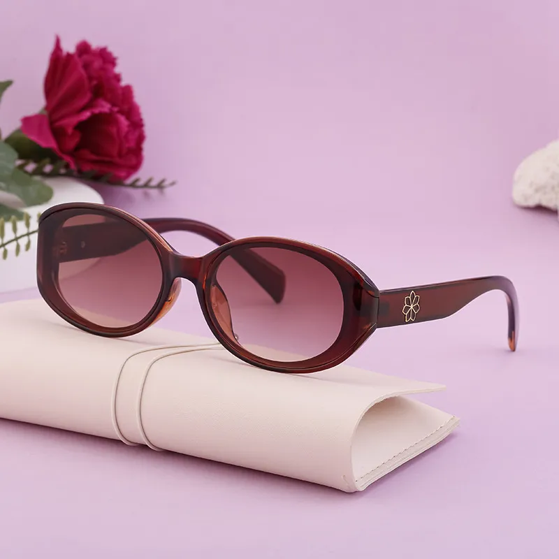 Cadre Ovale Vacances Style Simple Couleur Unie Pc Plein Cadre Femmes De Lunettes De Soleil