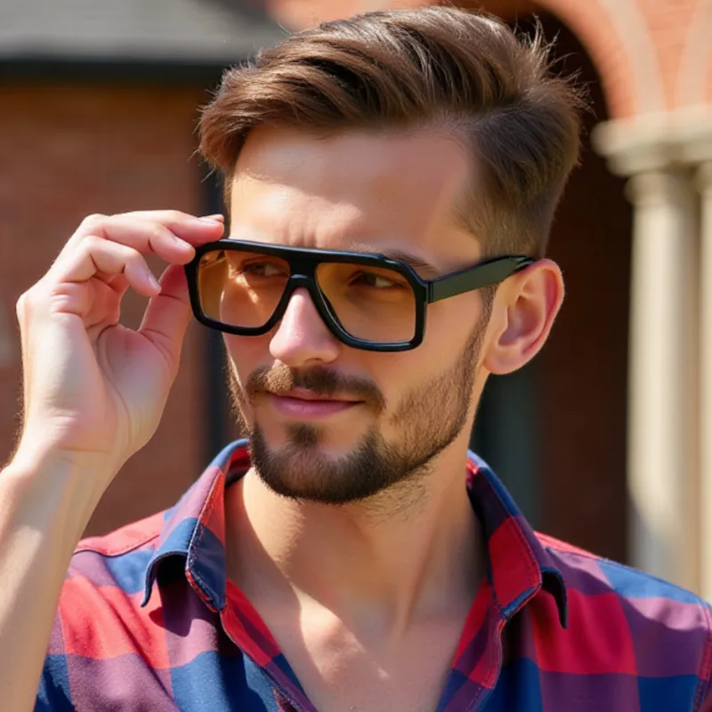 Square Vacation Simple Style Solid Color Pc Full Frame Men's Sunglasses