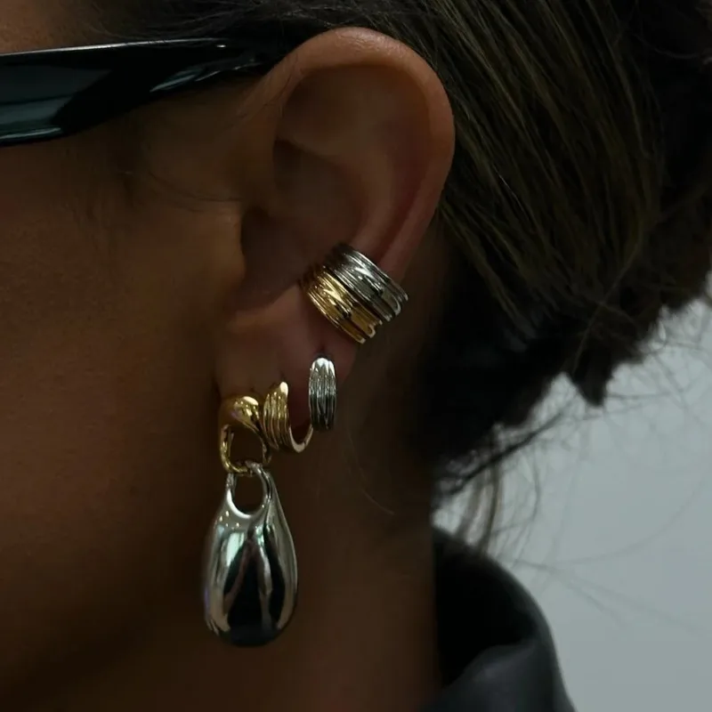 1 Paire Couleur Unie Style Vintage Style Simple Acier Inoxydable 304 Plaqué Or 18K Métal Mixte Boucles D'oreilles