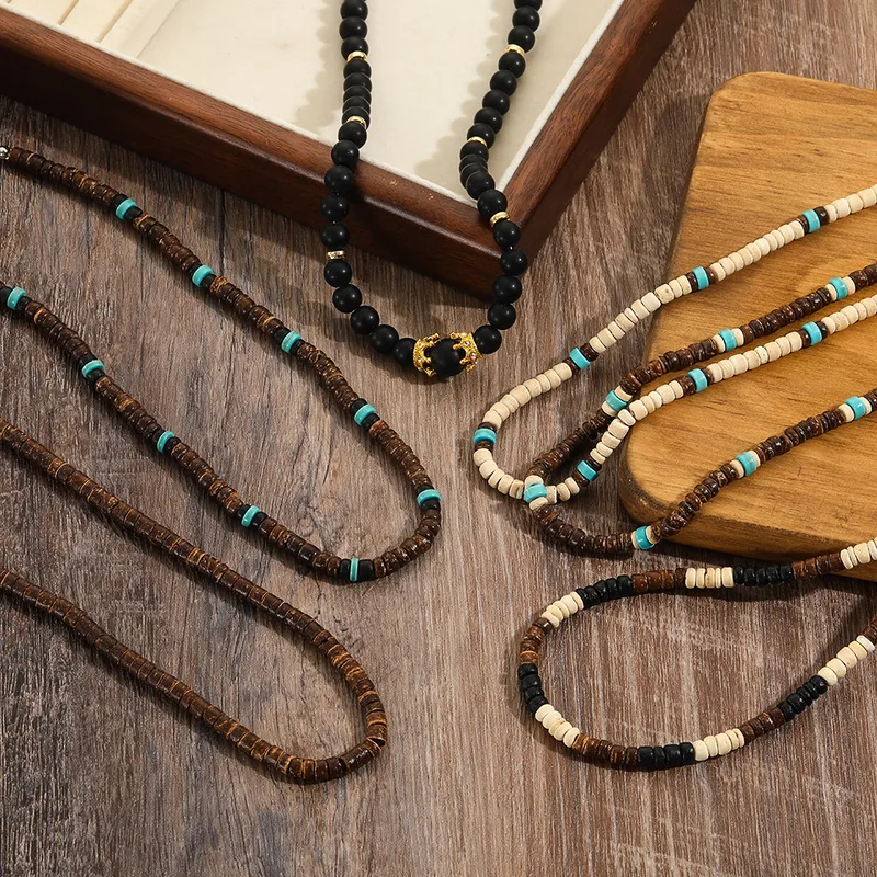 Round Hip-Hop Wood Necklace Wholesale