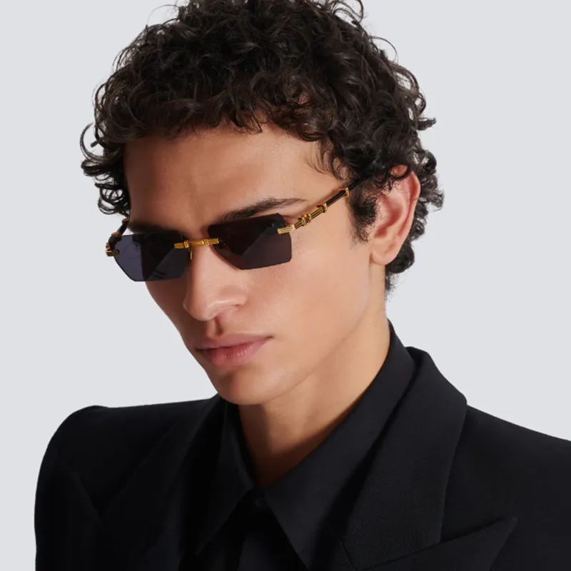 Cuadrado Vacaciones Color Sólido Lentes Tintados Sin Marco Gafas De Sol Hombre