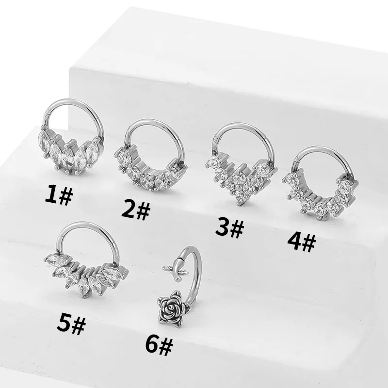 1 Pieza Acero Inoxidable 316L. Casual Estilo Simple Estilo Clásico Rosa Circón Pulido Embutido Piercing De La Oreja Anillos En La Nariz