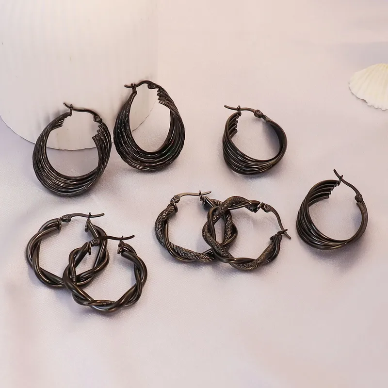 1 Par Ronda Elegante Señora Estilo Simple Acero Inoxidable 304 Aretes