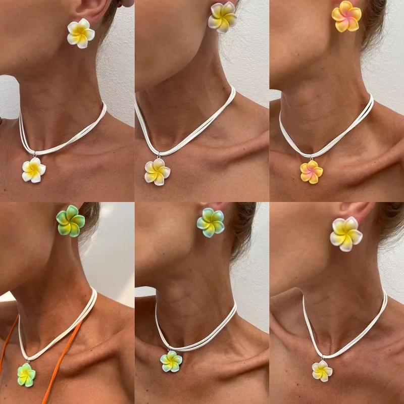 Sweet Acrylic New Velvet Flower Women's Jewelry Set